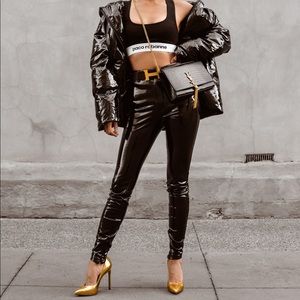 ❤️'HARIDAN' BLACK PATENT STRETCH VINYL PANTS